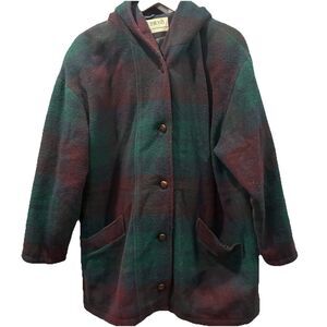 Vintage Mackintosh Wool Plaid Hooded Coat Americana Heritage Size‎ 14